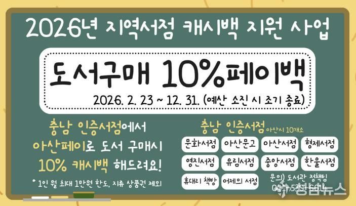 2026년 지역서점 캐시백 지원사업 카드형태 홍보물