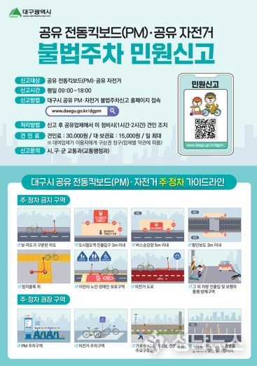 대구시 무단 방치 전동킥보드, 스마트폰으로 간편하게 신고하세요!