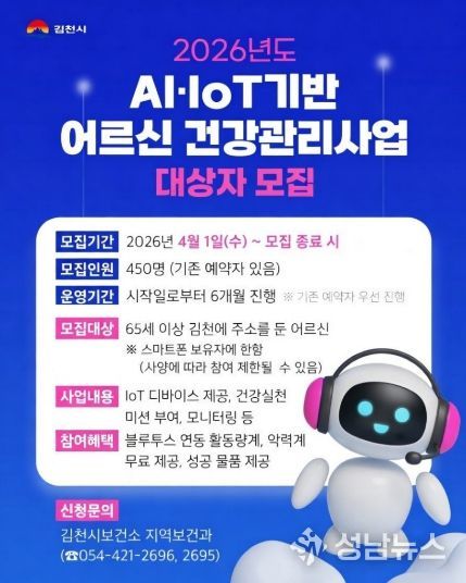 김천시보건소, AI∙IoT기반 어르신 건강관리사업으로 건강한 노년을 책임진다.