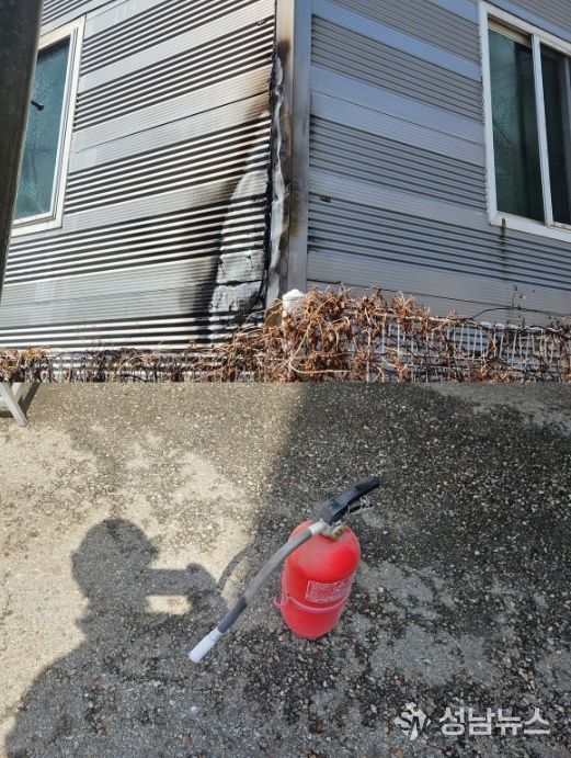 건물 외벽 연소 부분 및 사용된 소화기